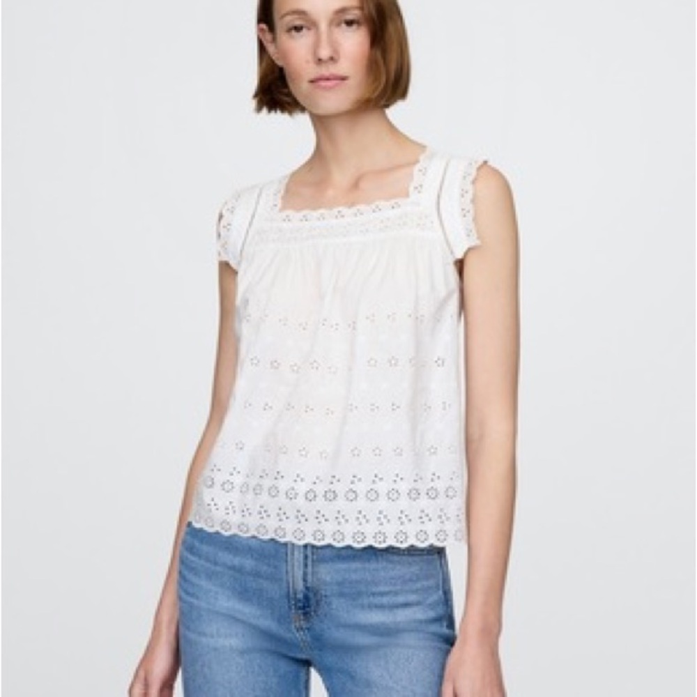 Elegant White Eyelet Blouse